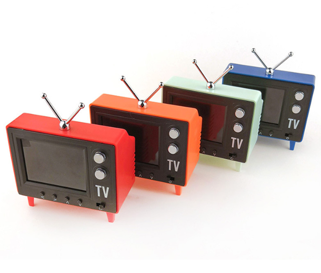 Mini TV for viewing and playing miniature furniture model, living room simulation props gift, 12:1 scale