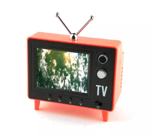 Mini TV for viewing and playing miniature furniture model, living room simulation props gift, 12:1 scale