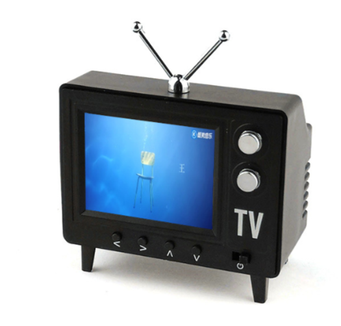 Mini TV for viewing and playing miniature furniture model, living room simulation props gift, 12:1 scale