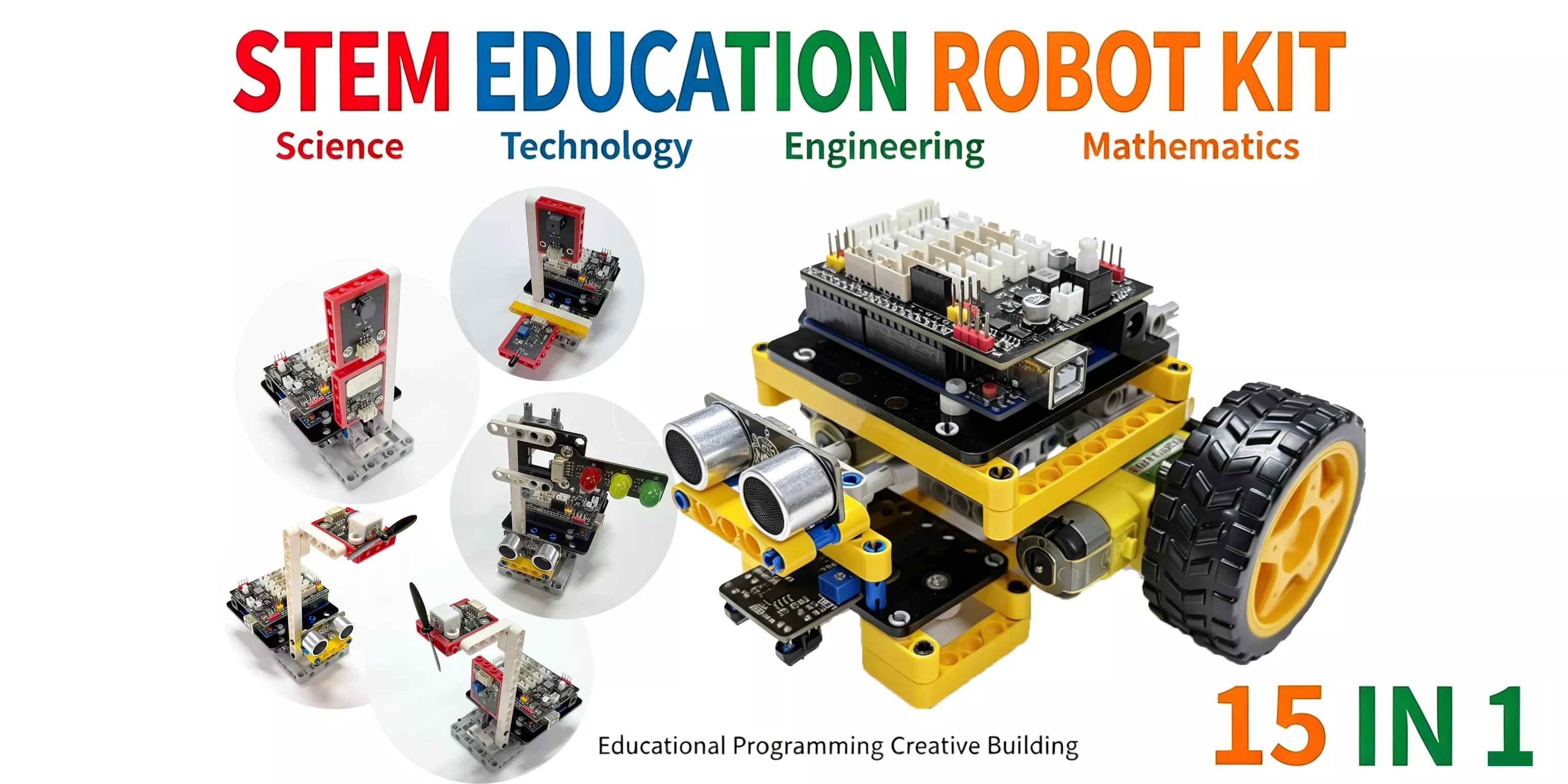 15IN1 AI STEM Robot Kit, Graphical Programming Robot with Full Video & Paper Tutorials, Arduino Compatible Educational Robot Toy to Boost Creativity